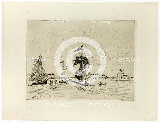 Pier at the Port of Honfleur, 1865. Creator: Johan Barthold Jongkind.
