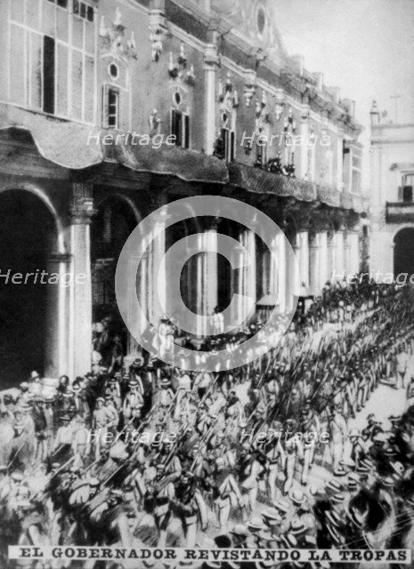 The governor inspecting the newly arrived  troops, (1868), 1920s. Artist: Unknown