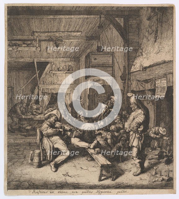 The Violin Player Seated in the Inn, 1685. Creator: Cornelis Dusart.
