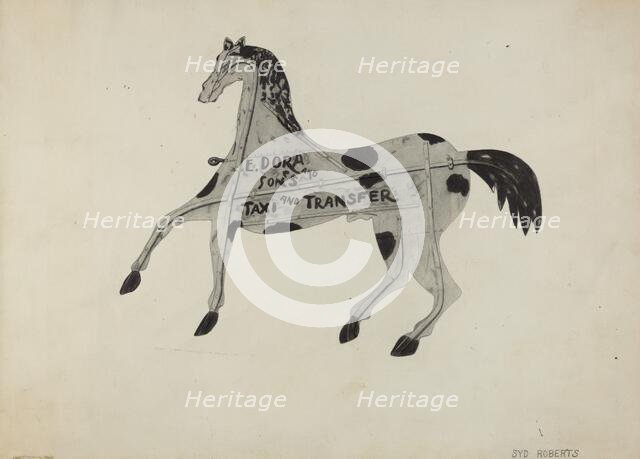 Livery Stable Sign, c. 1938. Creator: Sydney Roberts.