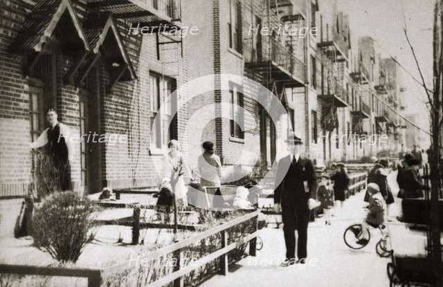 A street in the Borough of Queens, New York, USA, early 1930s. Artist: Unknown