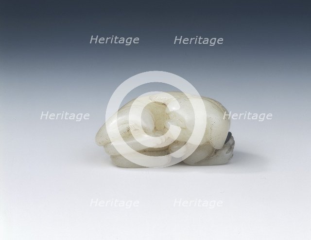 White jade lap dog with bell and ribbon, Southern Song dynasty, China, 1127-1279. Artist: Unknown