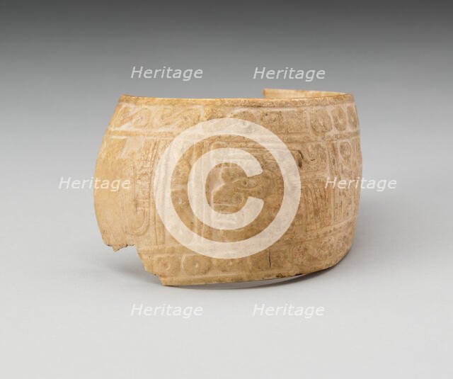 Shell, Possibly an Arm Band, Incised with Profile Head Framed by Geometric Motifs..., c. A.D. 1200. Creator: Unknown.