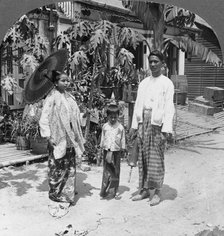 Burmese family, Rangoon, Burma, 1908. Artist: Stereo Travel Co