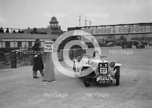 MG sports competing in the JCC Rally, Brooklands, Surrey, 1939. Artist: Bill Brunell.