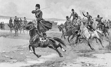 Russian Cossacks at drill, Russo-Japanese War, 1904-5. Artist: Unknown