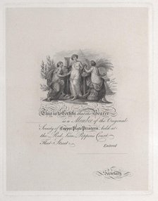 Certificate of Membership for the Society of Copper Plate Printers, 19th century., 19th century. Creator: Edward Francis Burney.