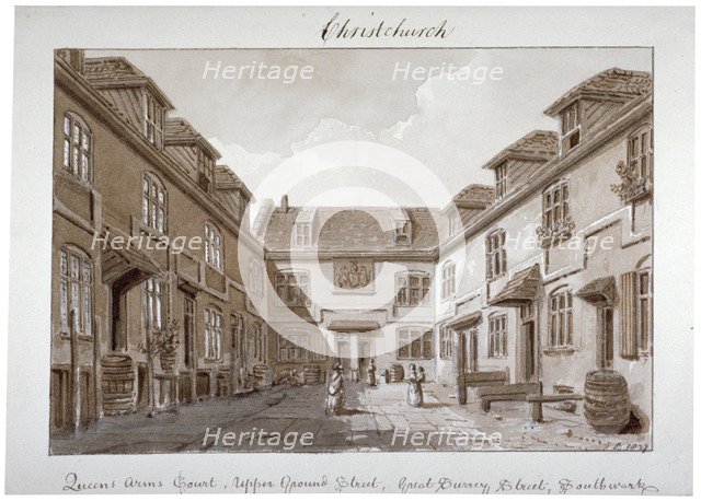 View of Queen's Court, Upper Ground Street, Southwark, London, 1827.    Artist: John Chessell Buckler