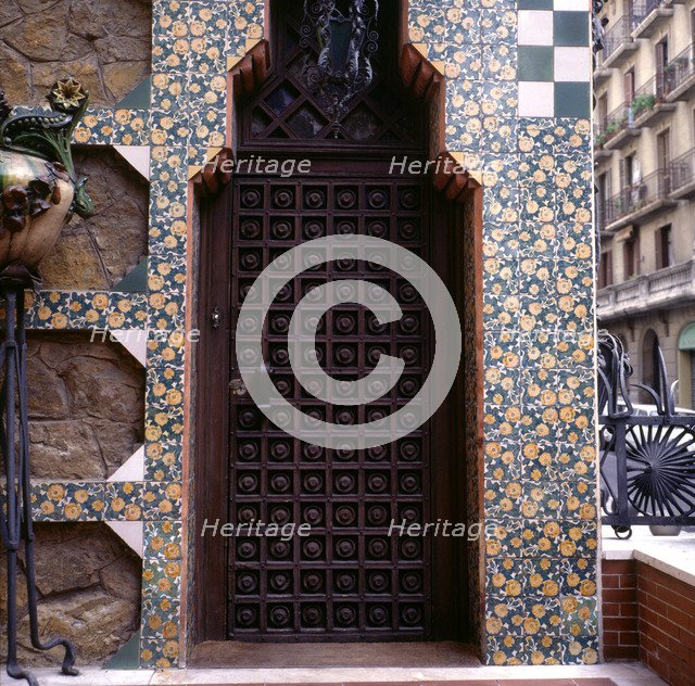 Detail of a door of the Vicens House, designed by Antoni Gaudí i Cornet (1852-1926).
