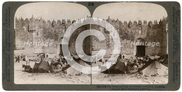 The Damascus gate, the nothern entrance to Jerusalem, Palestine, 1896.Artist: Underwood & Underwood