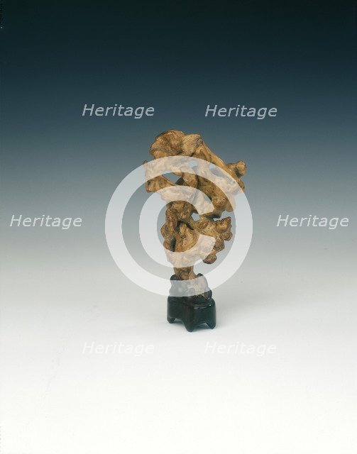 Natural wood sculpture imitating a scholar's rock, Qing dynasty, China, 19th century. Artist: Unknown