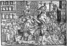 Operation on a man's head. From: Die große Wundarzney by Theophrastus Bombastus von Hohenheim, 1562. Artist: Anonymous  