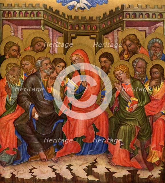 'Descent of the Holy Ghost', c1350 (1955).Artist: Master of the Vyssi Brod Altar