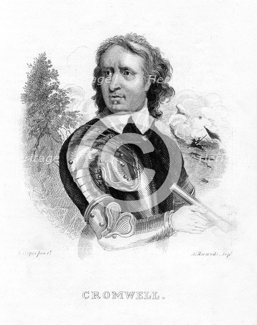 Oliver Cromwell, English military leader and politician, 19th century.  Creator: Edwards.