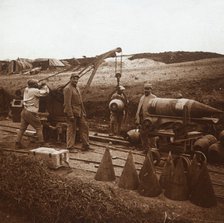 Moving shells with crane, Genicourt, northern France, c1914-c1918. Artist: Unknown.