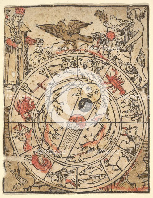 Chart of the Signs of the Zodiac with Venus, Cupid, and a Bishop Saint. Creator: Hans Baldung.