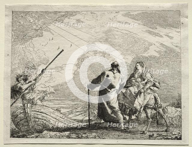 Flight into Egypt: The Holy Family Arriving at the Bank of the River. Creator: Giovanni Domenico Tiepolo (Italian, 1727-1804).