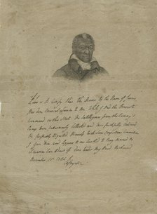 James Armistead Lafayette - Facsimile of the Marquis de Lafayette's original certificate..., 1784. Creator: Unknown.
