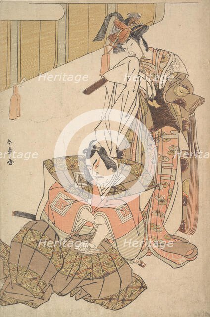 The Third Ichikawa Yaozo and Mimasu Tokujiro, probably 1785. Creator: Shunsho.