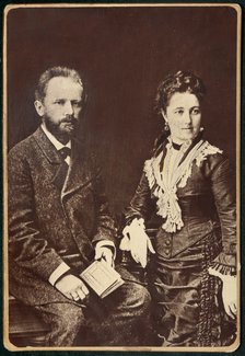 The composer Pyotr Ilyich Tchaikovsky (1840-1893) with his wife Antonina Miliukova, 1877.