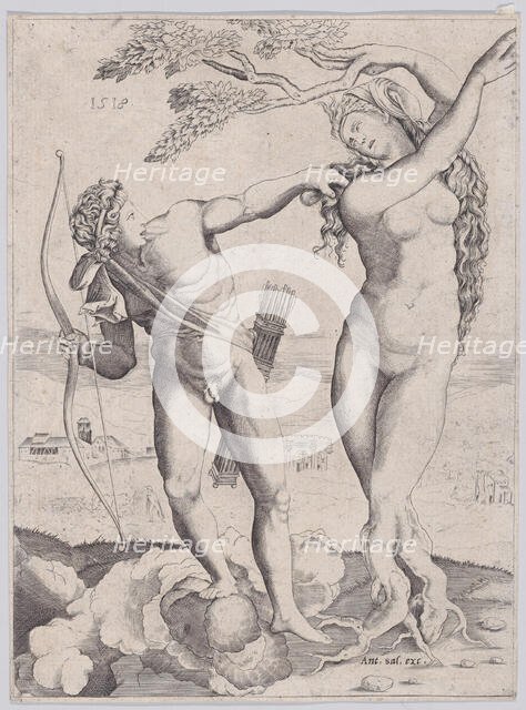 Apollo and Daphne, dated 1518. Creator: Agostino Veneziano.