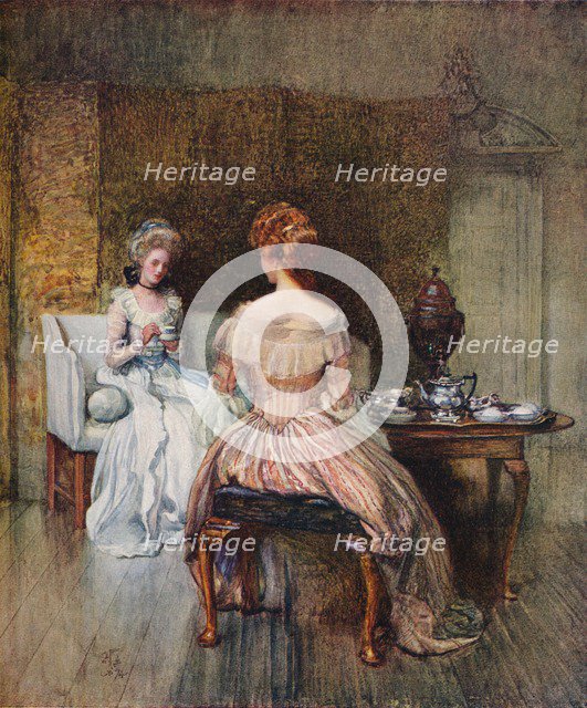 'A Dish of Bohea in the Days of the Georges', c1870. Artist: Joseph Walter West.