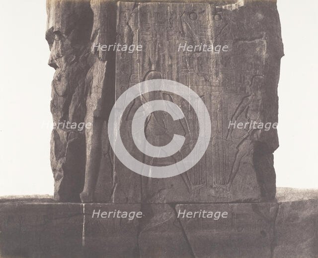 Gournah (Thèbes), Colosse de Gauche - Décoration de la Face Nord-Est d..., 1851-52, printed 1853-54. Creator: Félix Teynard.