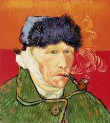 Self-Portrait with bandaged ear and pipe, 1889. Creator: Gogh, Vincent, van (1853-1890).