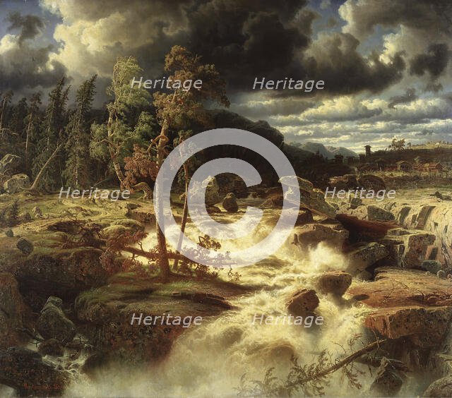 Waterfall in Småland, 1856. Creator: Markus Larsson.