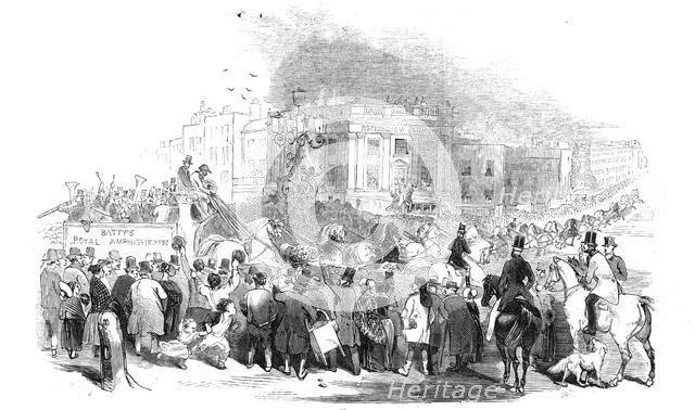 Mr. Emidy driving 28 horses to Greenwich, 1844. Creator: Unknown.