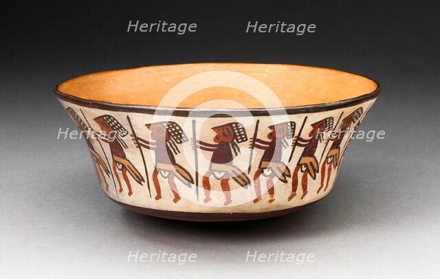 Bowl Depicting Row of Figures Holding Staffs, 180 B.C./A.D. 500. Creator: Unknown.