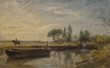 Barge below Flatford Lock, ca. 1810. Creator: John Constable.