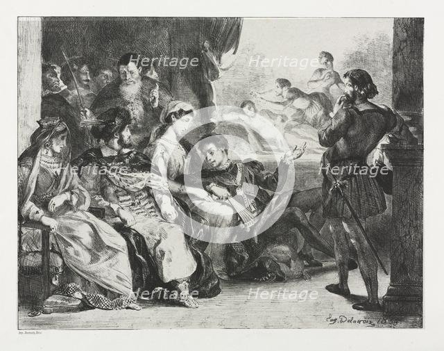 Hamlet: Hamlet Commands the Actors to do a Scene from the Poisoning of his Father, 1834. Creator: Eugène Delacroix (French, 1798-1863).