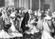 Presentation to the Duchess of Edinburgh at the Court, Buckingham Palace, yesterday week, 1874. Creator: Unknown.