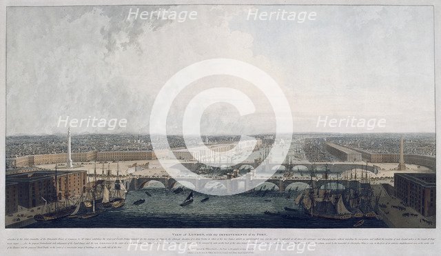 Proposed London Bridge, London, 1802.                                                    Artist: William Daniell