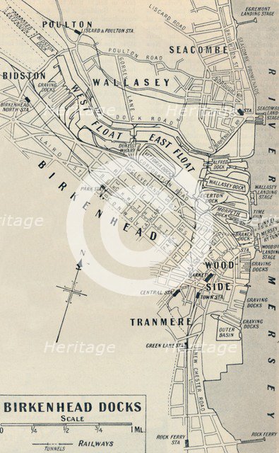 ' Brikenhead Docks lie  on the Cheshire side of the River Mersey', 1936. Artist: Unknown.