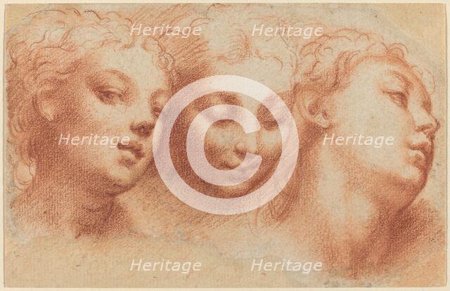 Three Feminine Heads, c. 1522/1524. Creator: Parmigianino.