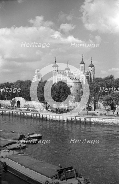 The Tower of London from Tower Bridge, London, c1945-c1965. Artist: SW Rawlings