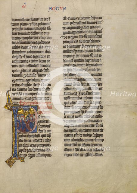 Initial P: The Ascension, about 1260-1270. Creator: Unknown.