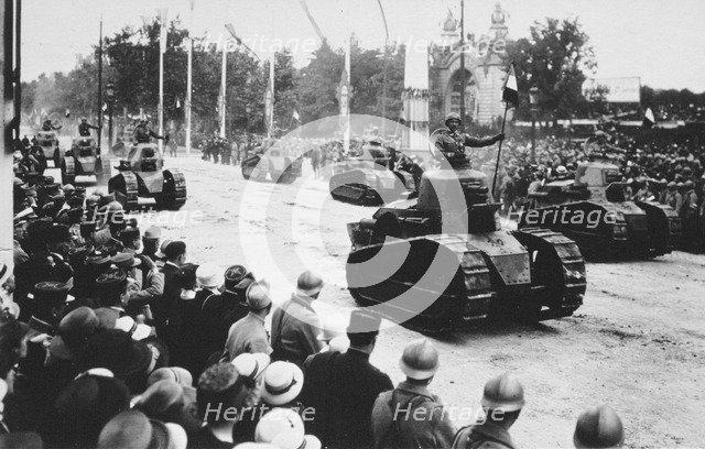 Tanks in the great victory parade, Paris, France, 14 July 1919. Artist: Unknown