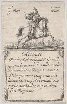 Meroüée / Prudent et vaillant..., from 'Game of the Kings of France' (Jeu des Rois de Fran..., 1644. Creator: Stefano della Bella.