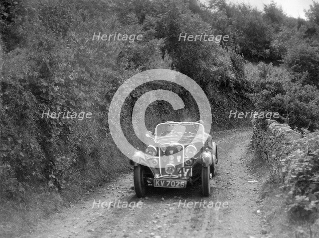 Singer Le Mans competing in the Mid Surrey Automobile Club Barnstaple Trial, 1934. Artist: Bill Brunell.