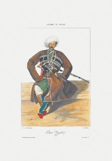 Prince Kazbek of Ossetia (From: Scenes, paysages, meurs et costumes du Caucase), 1840. Artist: Gagarin, Grigori Grigorievich (1810-1893)