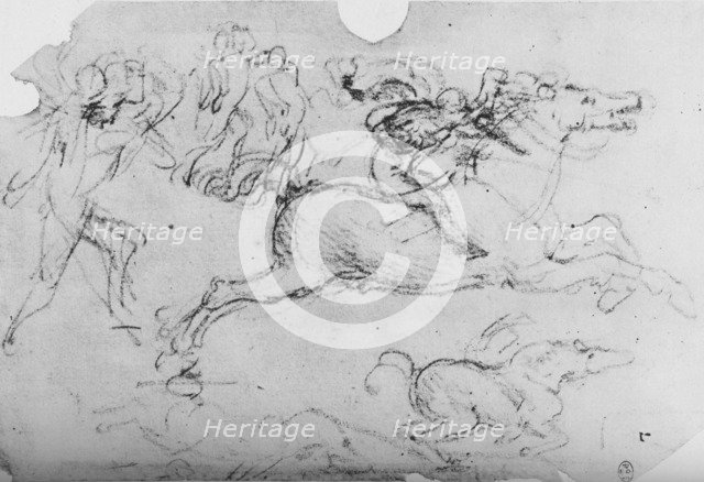 'Galloping Horseman and Other Figures', c1480 (1945). Artist: Leonardo da Vinci.
