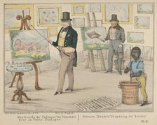 Vive la France, Marchands de "Tableaux" se Preparant pour la Vente Publique / Picture "Dea..., 1840. Creator: Alfred E. Baker.