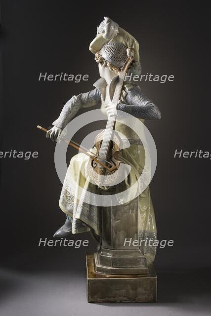 Woman Playing a 'Viola da Gamba' (image 10 of 11), between c.1880 and c.1897. Creators: Albert Ernest Carrier de Belleuse, Hippolyte Boulenger.