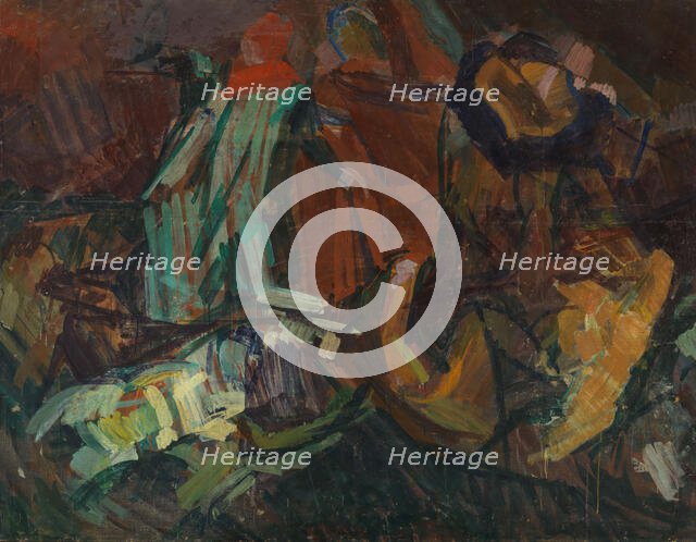 Composition sketch after Delacroix: Dante and Vergil, c1925. Creator: Edvard Weie.