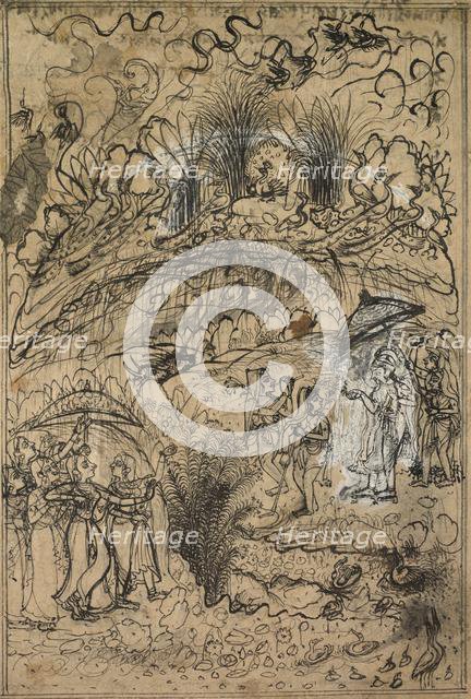 Krishna and Radha Under Mt. Govardhan, c. 1720. Creator: Unknown.