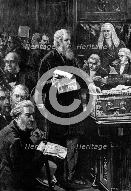 The Opening of Parliament: the Chancellor of the Exchequer speaking in the House of Commons, 1880. Creator: Unknown.
