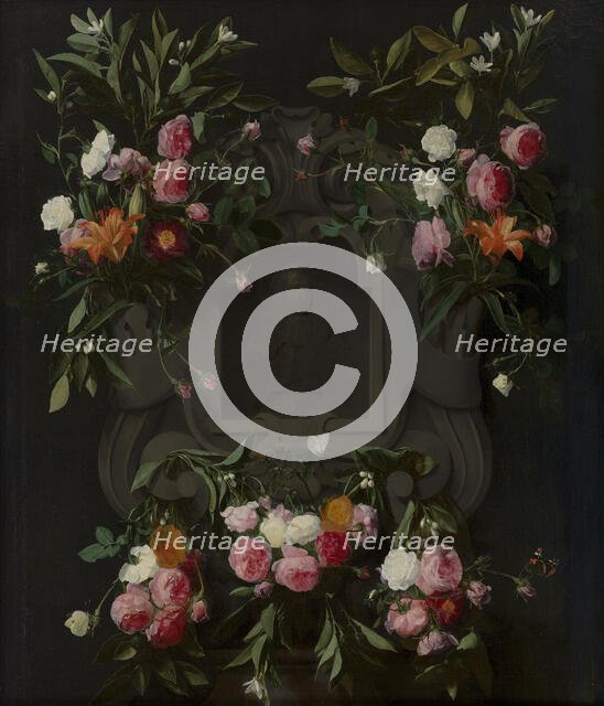 Portrait of Stadholder-King William III (1650-1702) surrounded by a Garland of Flowers. Creator: Daniel Seghers.